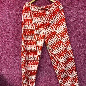 Marvel Logo All Over Red Fleece Sleep Pants XL